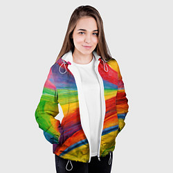 Куртка с капюшоном женская Рисунок масляной пастелью, цвет: 3D-белый — фото 2