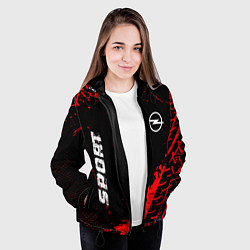 Куртка с капюшоном женская Opel red sport tires, цвет: 3D-черный — фото 2