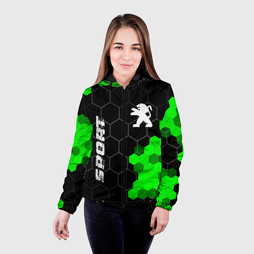 Женская куртка Peugeot green sport hexagon / 3D-Черный – фото 4