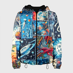 Женская куртка Космические обитатели на дениме