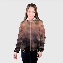 Куртка с капюшоном женская Полосы цепочки градиент тёмный персиковый, цвет: 3D-белый — фото 2