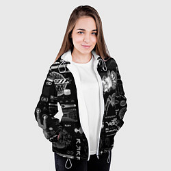 Куртка с капюшоном женская Паттерн киберинтерфейса, цвет: 3D-белый — фото 2