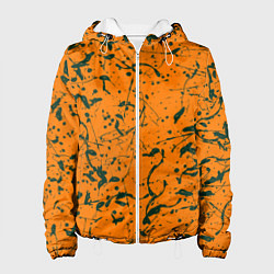 Женская куртка Оранжевый с брызгами зеленой краски