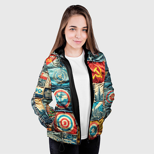 Женская куртка Пэчворк джинсы в СССР / 3D-Черный – фото 3