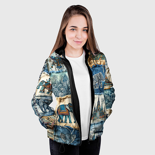 Женская куртка Пэчворк из Тайланда / 3D-Черный – фото 3