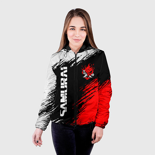 Женская куртка Самурай лого - киберпанк 2077 / 3D-Черный – фото 4