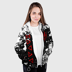 Куртка с капюшоном женская Знаки из Ведьмака - белые брызги, цвет: 3D-белый — фото 2