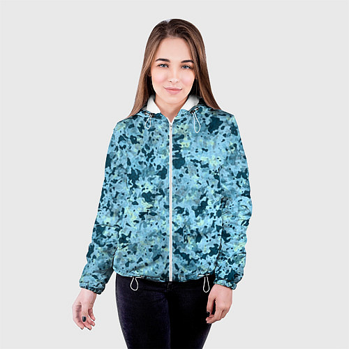 Женская куртка Абстракция бирюзовый / 3D-Белый – фото 4