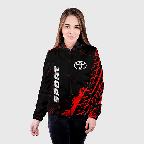 Женская куртка Toyota red sport tires / 3D-Черный – фото 4