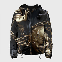 Куртка с капюшоном женская Прикованные цепями черепа, цвет: 3D-черный