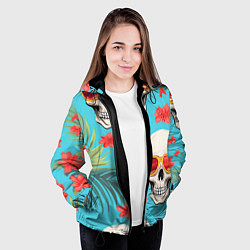 Куртка с капюшоном женская Черепа в отпуске, цвет: 3D-черный — фото 2