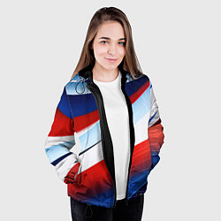 Куртка с капюшоном женская Волнистая абстракция в стиле минимализм, цвет: 3D-черный — фото 2