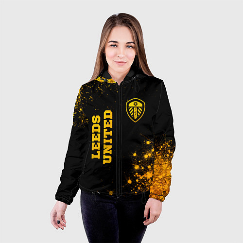 Женская куртка Leeds United - gold gradient вертикально / 3D-Черный – фото 4