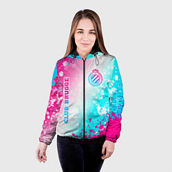 Куртка с капюшоном женская Club Brugge neon gradient style вертикально, цвет: 3D-черный — фото 2