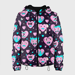 Женская куртка Паттерн с арт сердцами