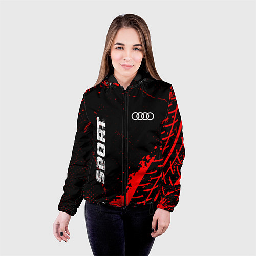 Женская куртка Audi red sport tires / 3D-Черный – фото 4