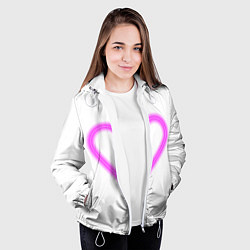 Куртка с капюшоном женская Неоновое сиреневое сердце, цвет: 3D-белый — фото 2