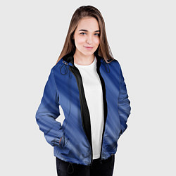 Куртка с капюшоном женская Белые полосы на синем фоне, цвет: 3D-черный — фото 2