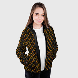 Куртка с капюшоном женская Жёлтые киберпанк ячейки на чёрном фоне, цвет: 3D-черный — фото 2
