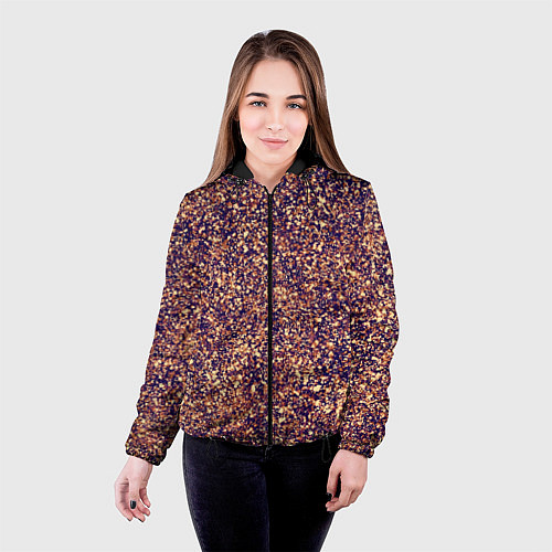 Женская куртка Драгоценный фиолетово-медный абстракция / 3D-Черный – фото 4