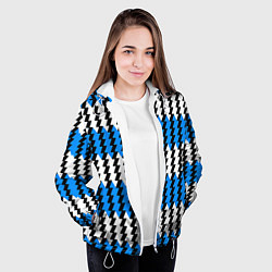 Куртка с капюшоном женская Вертикальные бело-синие полосы, цвет: 3D-белый — фото 2