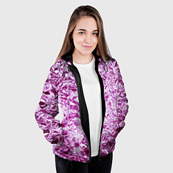 Куртка с капюшоном женская Сверкающая розовая фактура фольги, цвет: 3D-черный — фото 2