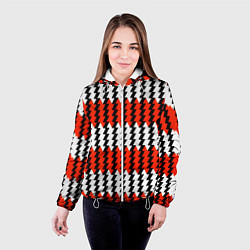 Куртка с капюшоном женская Вертикальные красно-белые полосы, цвет: 3D-белый — фото 2