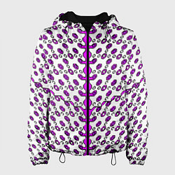 Куртка с капюшоном женская Розовые киберпанк ячейки на белом фоне, цвет: 3D-черный