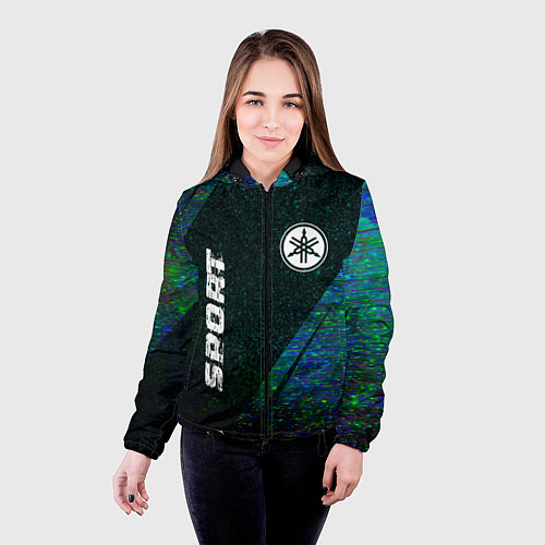 Женская куртка Yamaha sport glitch blue / 3D-Черный – фото 4