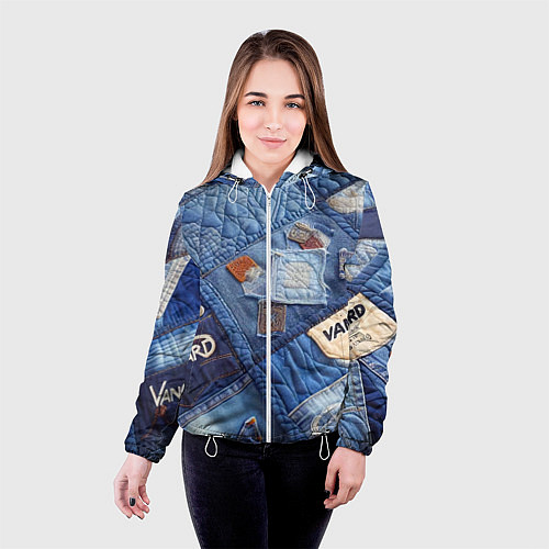 Женская куртка Vanguard jeans patchwork - ai art / 3D-Белый – фото 4