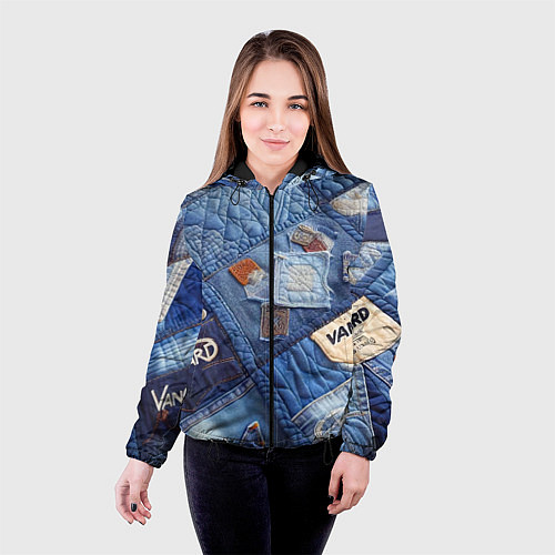 Женская куртка Vanguard jeans patchwork - ai art / 3D-Черный – фото 4