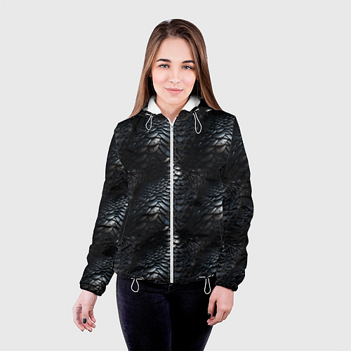 Женская куртка Блестящая металлическая броня / 3D-Белый – фото 4