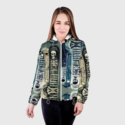 Куртка с капюшоном женская Психоделика с черепами, цвет: 3D-белый — фото 2