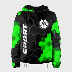 Куртка с капюшоном женская Yamaha green sport hexagon, цвет: 3D-черный