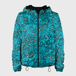 Куртка с капюшоном женская Абстракция бирюзовый со свечением, цвет: 3D-черный