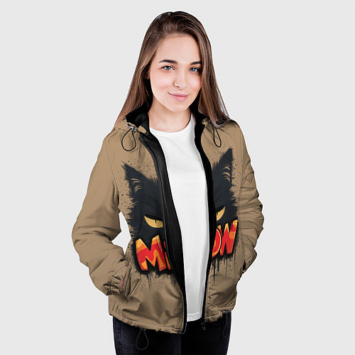 Женская куртка Силуэт кошки мяу / 3D-Черный – фото 3