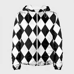 Куртка с капюшоном женская Арлекин черно-белый, цвет: 3D-белый