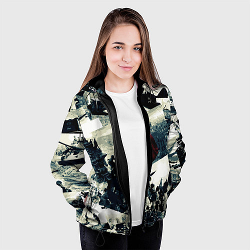 Женская куртка День победы 9 мая и силуэты кадров с фронта / 3D-Черный – фото 3
