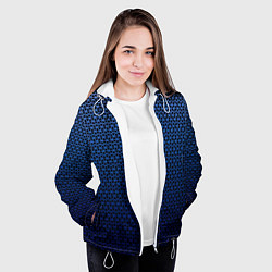 Куртка с капюшоном женская Паттерн чёрно-синий треугольники, цвет: 3D-белый — фото 2