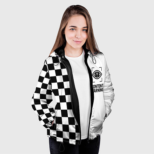 Женская куртка Content Warning шашечки / 3D-Черный – фото 3