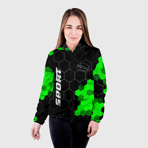 Женская куртка Jaguar green sport hexagon / 3D-Черный – фото 4
