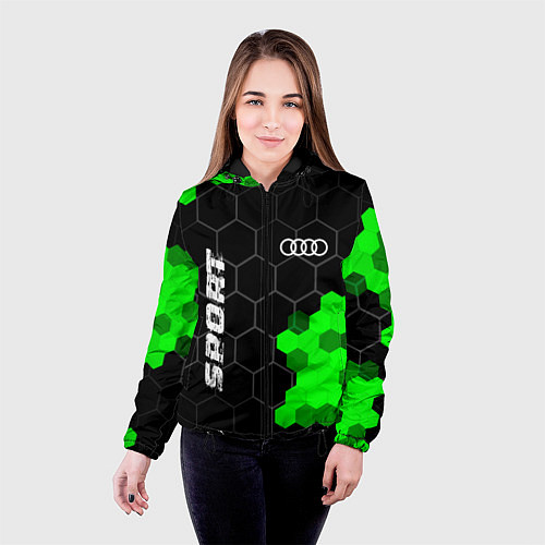 Женская куртка Audi green sport hexagon / 3D-Черный – фото 4