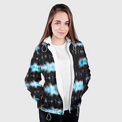 Куртка с капюшоном женская Сине чёрный тайдай, цвет: 3D-белый — фото 2