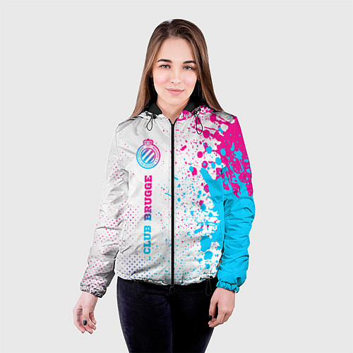 Женская куртка Club Brugge neon gradient style по-вертикали / 3D-Черный – фото 4