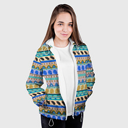 Куртка с капюшоном женская Полосатый тропический летний узор, цвет: 3D-белый — фото 2