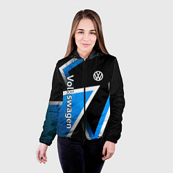 Куртка с капюшоном женская Volkswagen - бело-синий треугольник, цвет: 3D-черный — фото 2