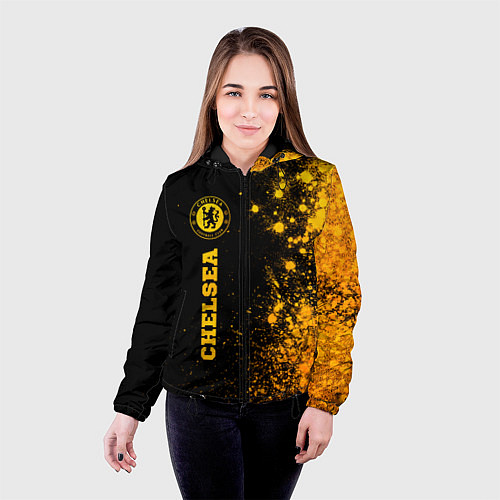 Женская куртка Chelsea - gold gradient по-вертикали / 3D-Черный – фото 4