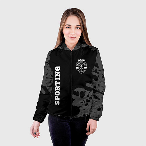 Женская куртка Sporting sport на темном фоне вертикально / 3D-Черный – фото 4
