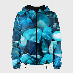 Куртка с капюшоном женская Аквамарин камни минералы крупный план, цвет: 3D-черный