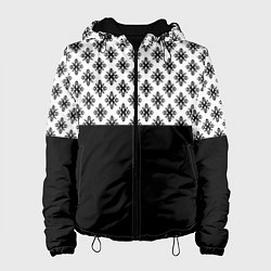 Куртка с капюшоном женская Чёрно-белый узором, цвет: 3D-черный